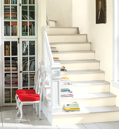 White Staircase matching walls