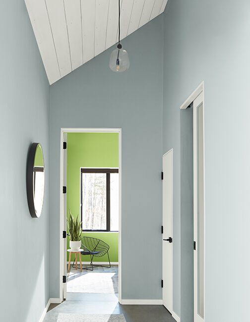 blue-paint-hallway-white-shiplap-ceiling-green-room-650