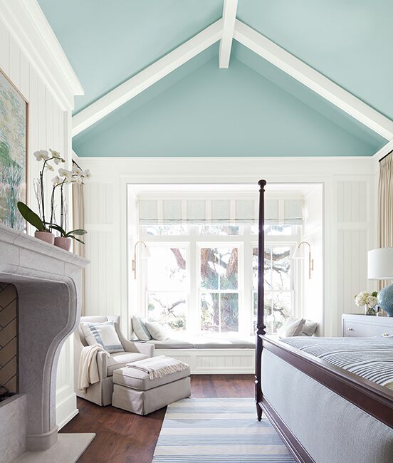 white-shiplap-blue-paint-vaulted-ceiling-bedroom-650
