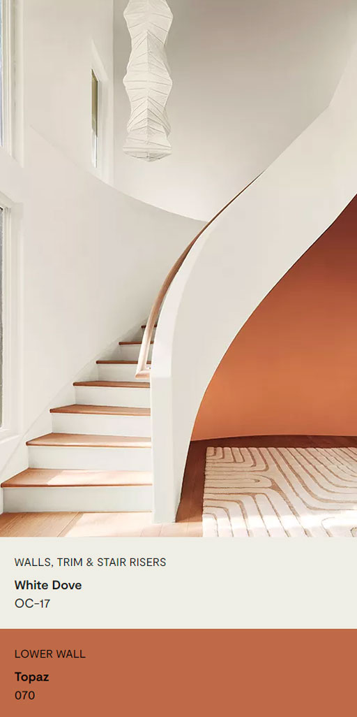 3 carousel White Paint Staircase Red Accent Wall