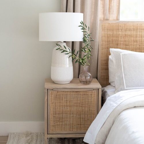 green-gray-paint-bedroom-rattan--headboard-carousel